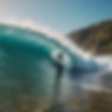 Surfers enjoying a wave in a vibrant ocean