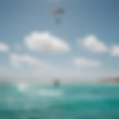 A breathtaking view of kiteboarders riding the crystal clear waters of Aruba