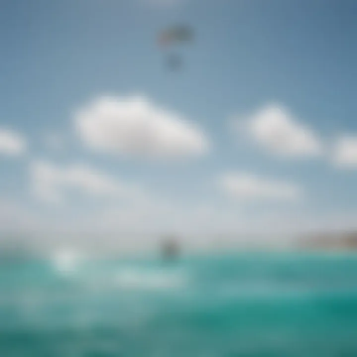 A breathtaking view of kiteboarders riding the crystal clear waters of Aruba