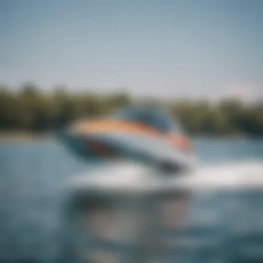 An aerial view of a mini hydrofoil in action during a competition