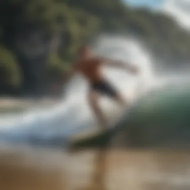 Ideal Beach Conditions for Skimboarding A scenic beach setting ideal for skimboarding adventures