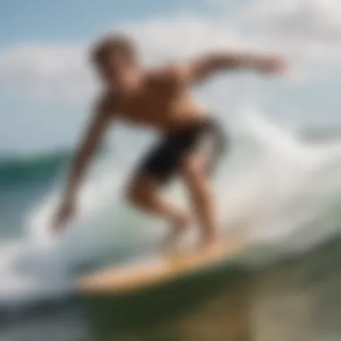 Skimboarding Techniques for Newcomers An illustration of proper skimboarding techniques for beginners