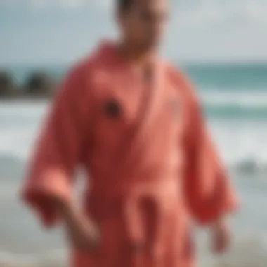 Close-up of the material quality of the Rip Curl changing robe