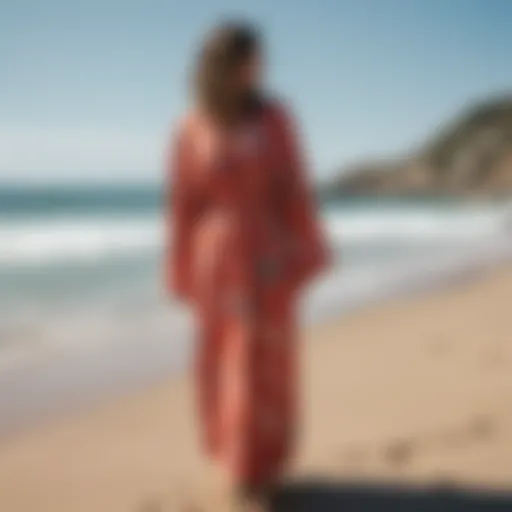 Stylish Rip Curl changing robe in a coastal setting