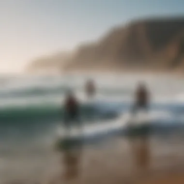 Group of surfers celebrating after a successful day on the waves