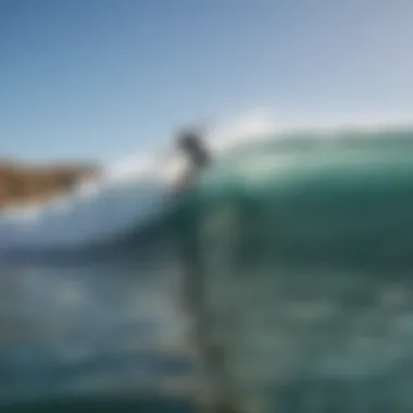 Surfer catching a wave at a popular surf spot in Baja