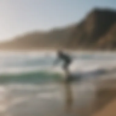 A diverse group of surfers enjoying the waves at a Baja beach