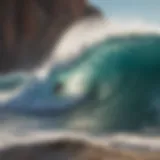 Breathtaking waves crashing against rocky cliffs in Baja Mexico