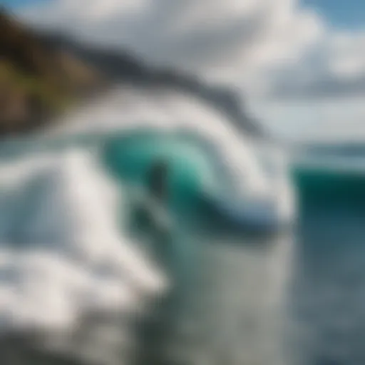 Surfer riding a wave at Ho'okipa Beach