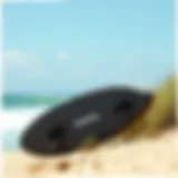 A sleek triple surfboard bag displayed outdoors, showcasing its design.