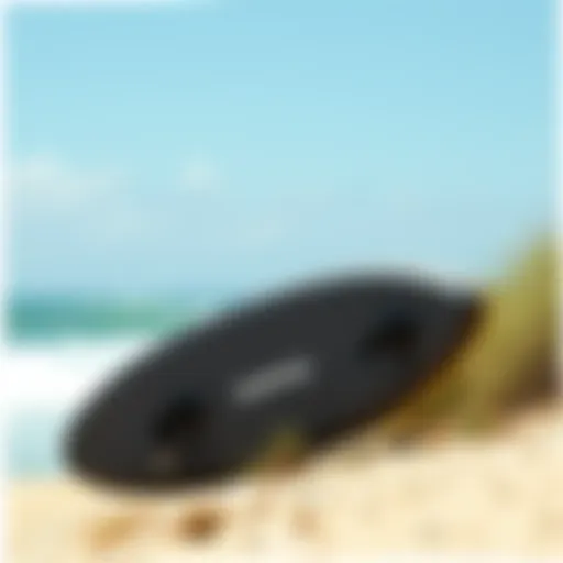 A sleek triple surfboard bag displayed outdoors, showcasing its design.