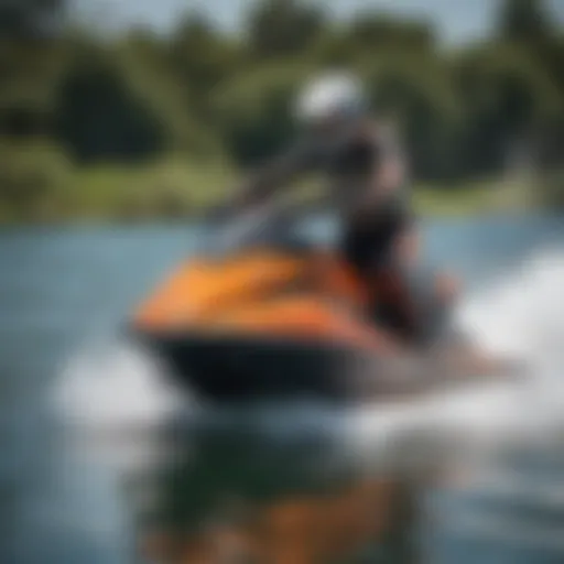 Dynamic jet ski sled action on water