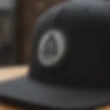 Close-up view of the Volcom Flexfit hat showcasing its unique stitching and design.