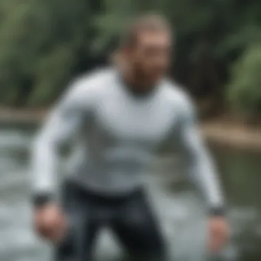 Athlete wearing Yeti rash guard in action on water