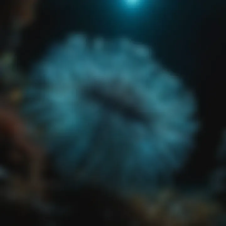 A deep-sea creature illuminating the darkness with bioluminescence