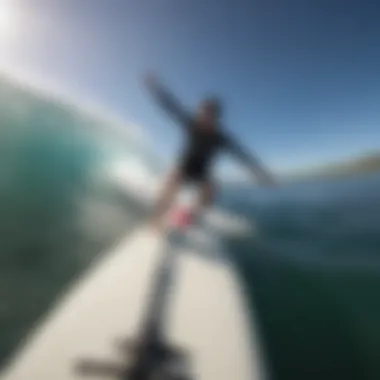 GoPro Max Bite Mount attached to a surfboard capturing an action shot