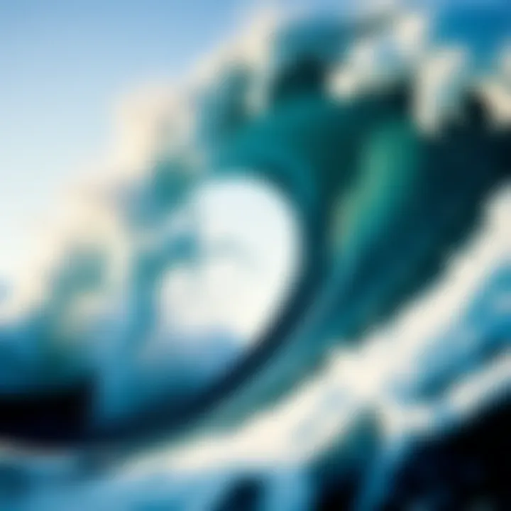 An intricate detail of Hokusai's technique showcasing the wave's dynamic movement.