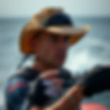 Enthusiast in Action with Hydro Coronado Hat A watersport enthusiast wearing the Hydro Coronado Hat during activities