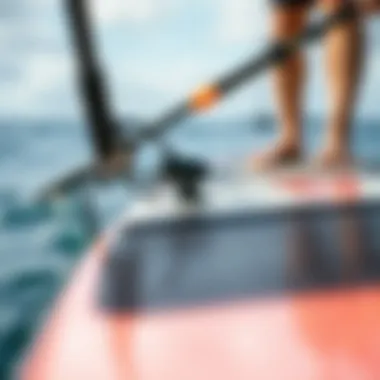 A close-up of motor technology integrated into a paddle board