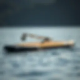 A modern paddle board equipped with a sleek motor