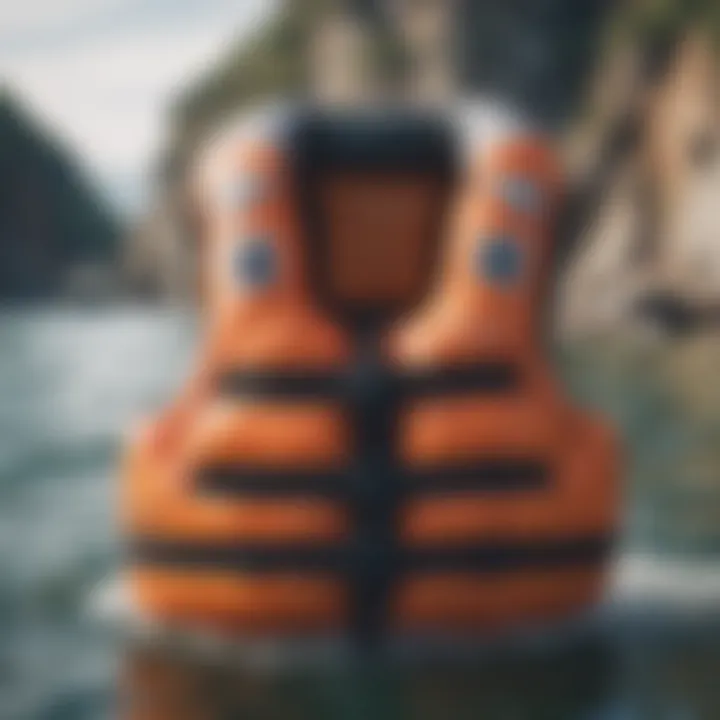 Detailed diagram of an inflatable life jacket