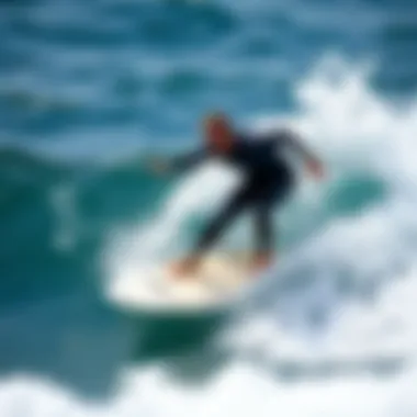 Performance of Jacks Surf Board in Action A surfer riding a wave on a Jacks surf board, demonstrating its performance in action