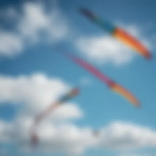 Colorful kites soaring against the blue sky