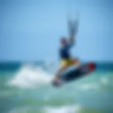A vibrant kiteboarder riding the waves in Fort Lauderdale