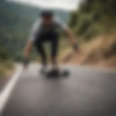 Rider demonstrating the effect of riser pads on board performance during a downhill ride