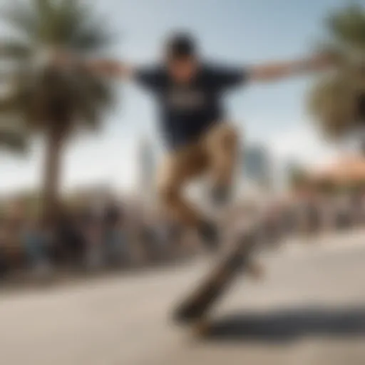 A skateboarder demonstrating the ollie technique in mid-air.