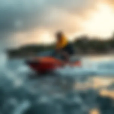 Weather Impact on Watersports A serene watersport scene with changing weather conditions