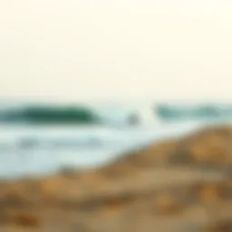 A serene beach with perfect wave conditions for surfing