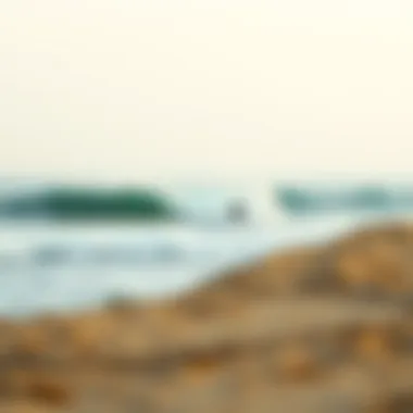 A serene beach with perfect wave conditions for surfing