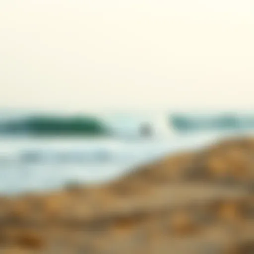 A serene beach with perfect wave conditions for surfing
