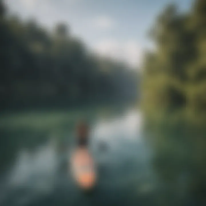 Paddle boarder enjoying calm waters