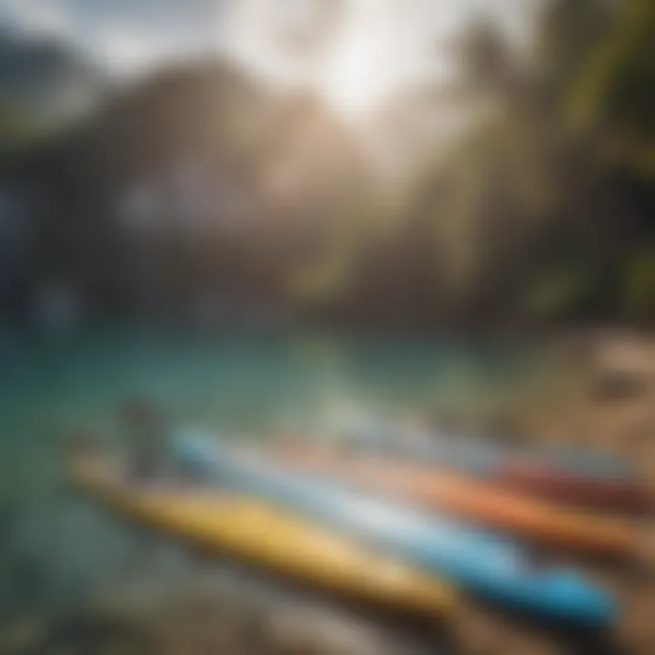 Variety of paddle boards displayed