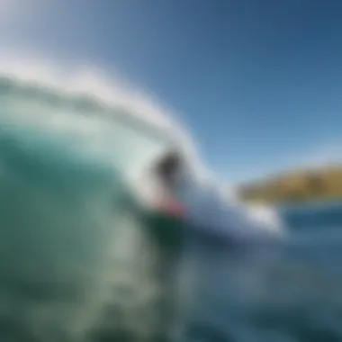 A close-up of a surfer skillfully riding a perfect wave