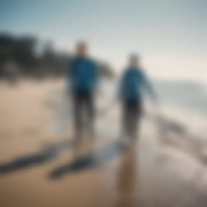 Community volunteers actively participating in beach cleanup efforts, highlighting collective action for ocean health.