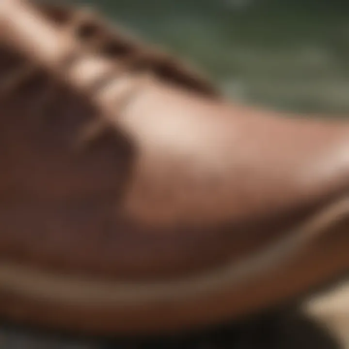 Close-up view of Olukai Pehuea shoes showcasing their unique design and materials