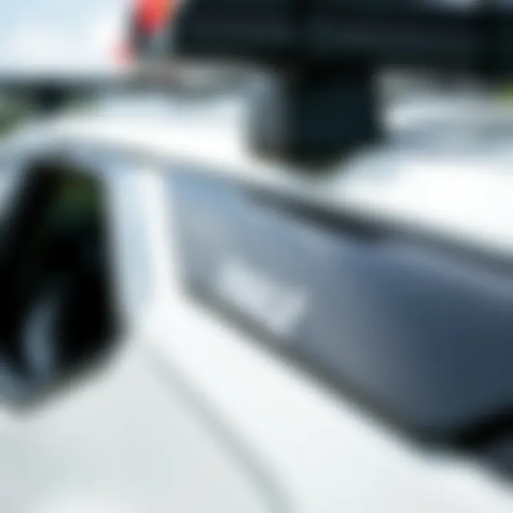 Detailed look at Thule roof rack features and compatibility. Close-up of Thule roof rack features and compatibility.