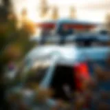 Thule roof rack installed on a vehicle ready for water sports equipment.