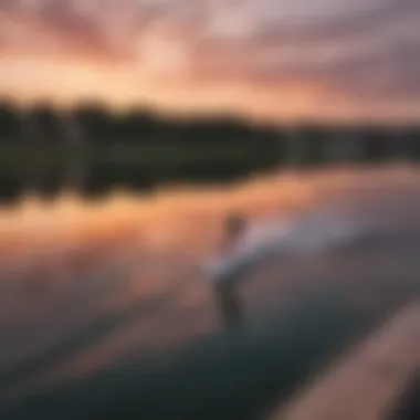 A serene sunset view over the water at the Orlando Wakeboard Complex.