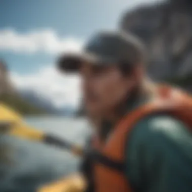 Patagonia Stand Up Hat worn during a kayaking adventure, emphasizing its practical use.