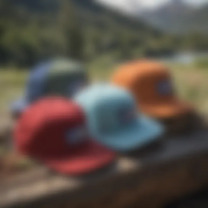 Various styles of the Patagonia Stand Up Hat displayed in an outdoor setting.