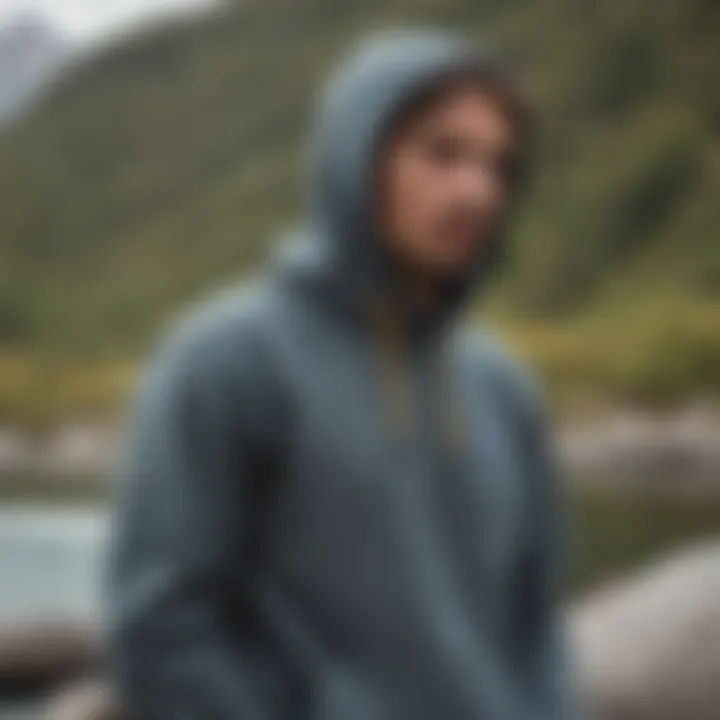 Model demonstrating the Patagonia Trail Harbor Hoody in an outdoor setting