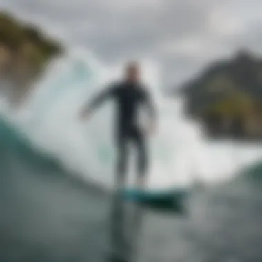 Wetsuit in action during a surfing session in vibrant ocean waves