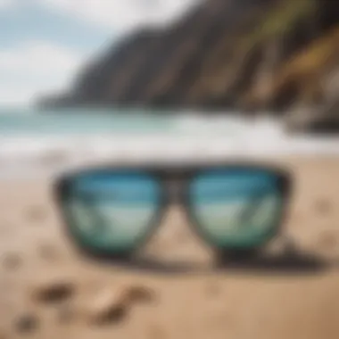 Polar One sunglasses displayed on a beach setting