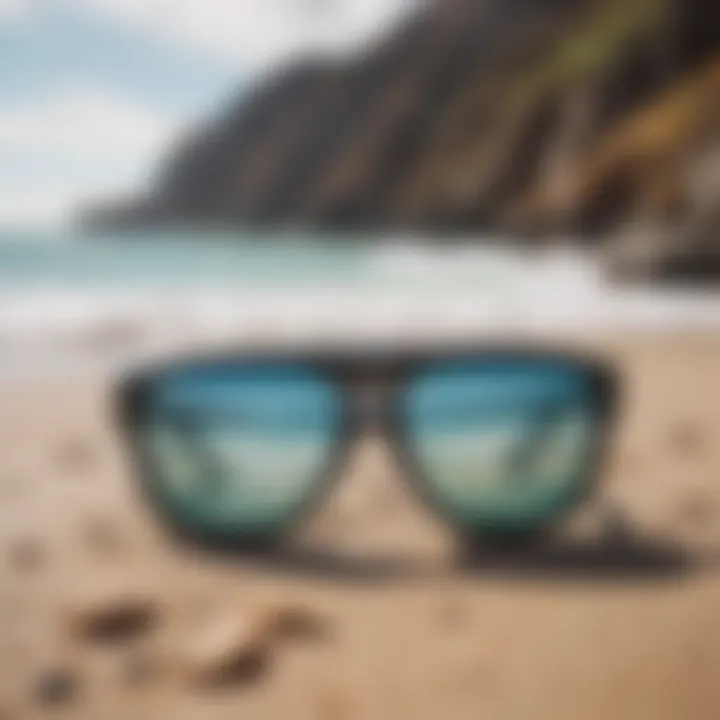 Polar One sunglasses displayed on a beach setting