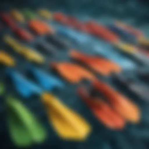 Variety of swim fins displayed