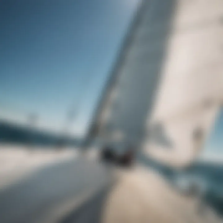 Close-up of high-performance sail material, highlighting its texture and durability.